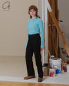 BASERANGE Classic Bamboo Fiber Bamboo Cotton Long Sleeve T-Shirt Collection Round Neck Bottoming Shirt France BAS-TOLS-BL-SP25-LSS Turquoise TOLS-BL-000